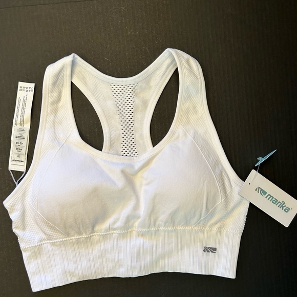 Marika athletic comfy seamless design sports bra in white Sz-L NWT K15 - Picture 9 of 13